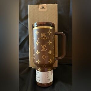 New 40oz Laser Engraved LV x Stanley Brown and Gold Travel Tumbler